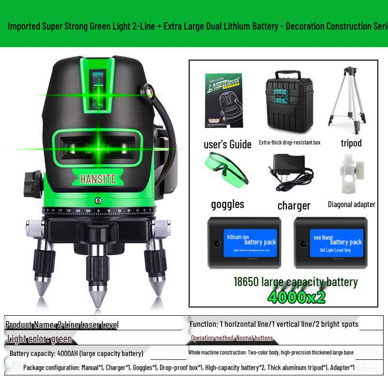 High-Precision Outdoor Infrared Laser Level with 2, 3, 5 Lines – Green/Blue Light