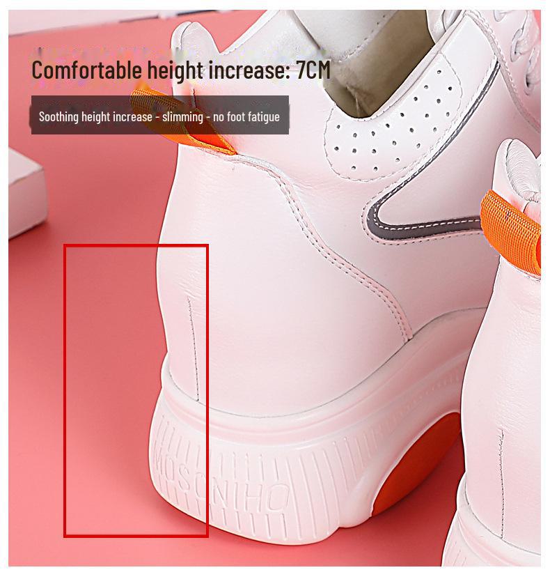 Women's High-Top White Cotton Shoes with Plush Lining, Autumn/Winter 2022 Collection - Height-Enhancing Sports Casual Footwear.