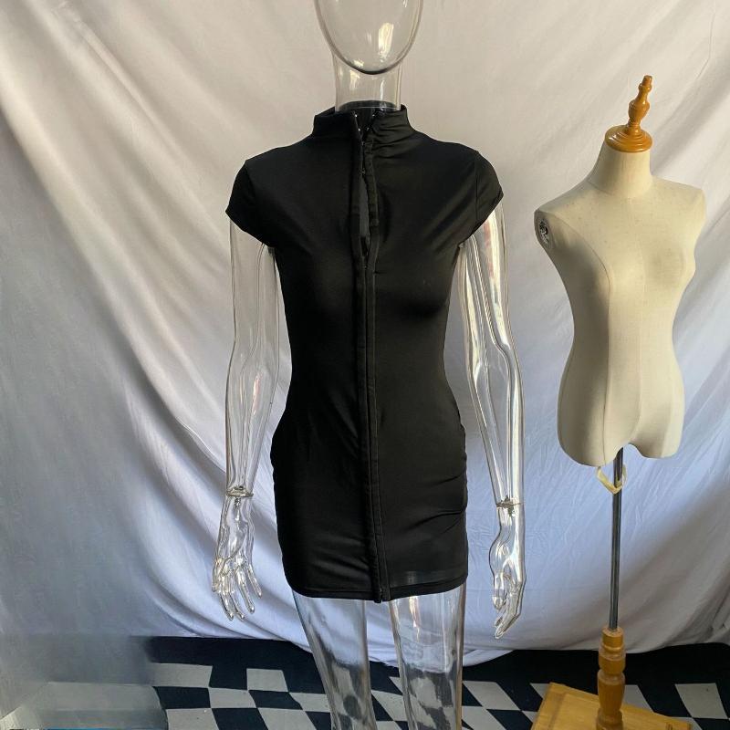 

European and American black slim fit and sexy hidden button tight fitting hip hugging skirt women s clothing L