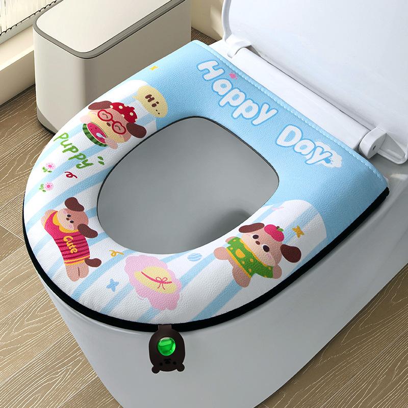 

New wipe-free water-washable four-season universal bathroom winter toilet mat синий