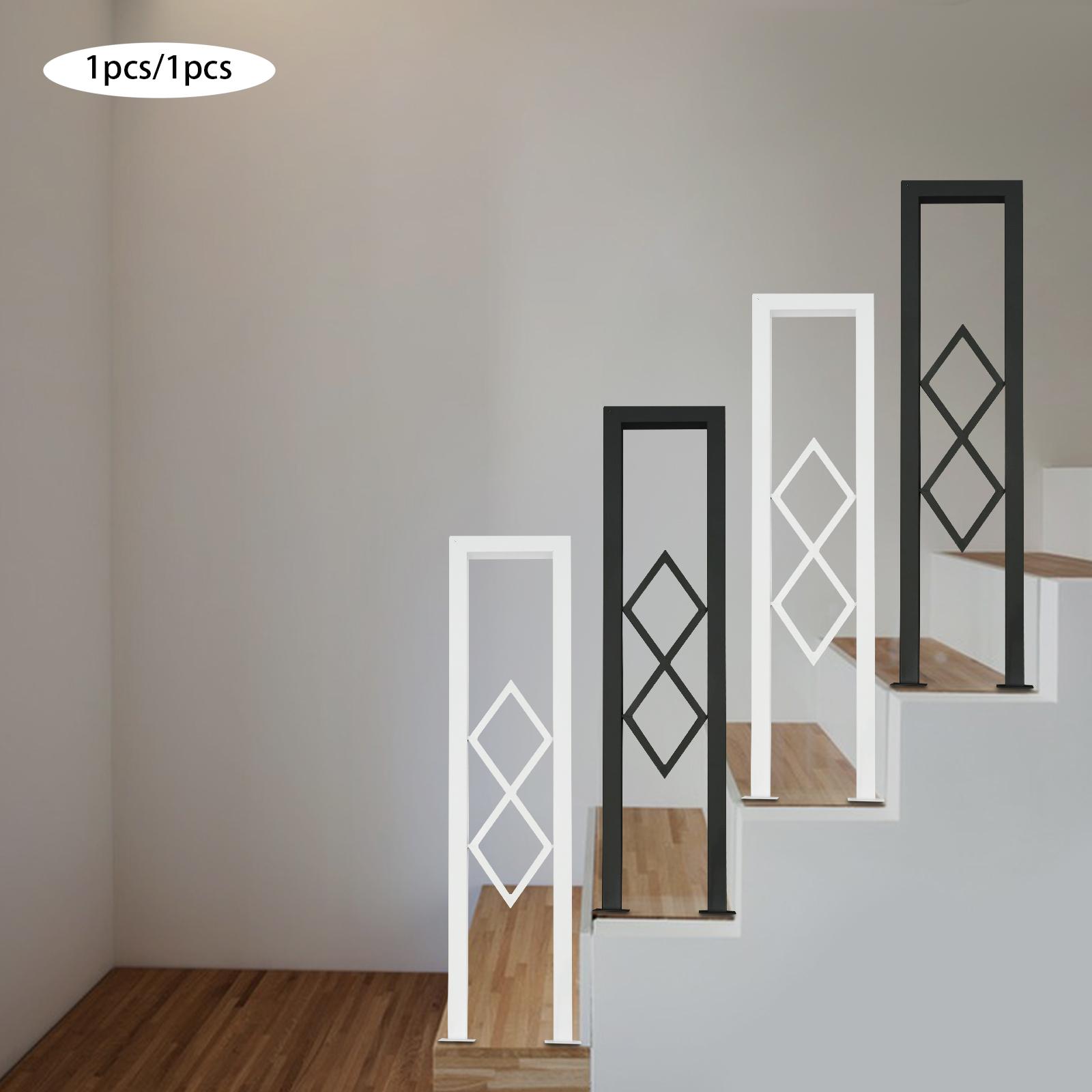 85cm Carbon Steel U-Shaped Stair Handrail,Black/White Decorative Stair Railing Floor-Mounted for Stairs,Attics bianco
