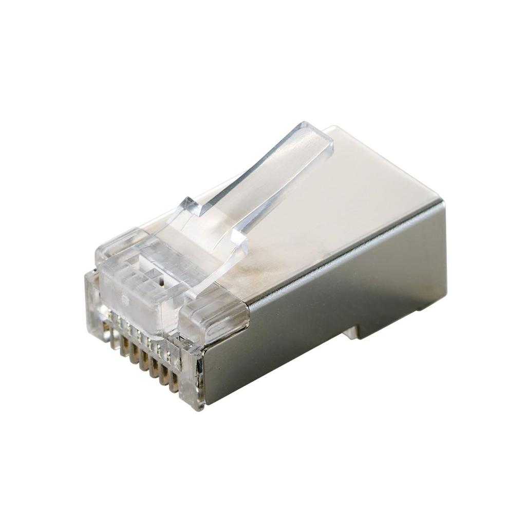 ELECOM Cat5e RJ45 STP Shielded Connector Plugs 10-Pack for Solid & Stranded Ethernet Cable Silver LD-SRJ45T10V2
