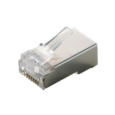 ELECOM Cat5e RJ45 STP Shielded Connector Plugs 10-Pack for Solid & Stranded Ethernet Cable Silver LD-SRJ45T10V2