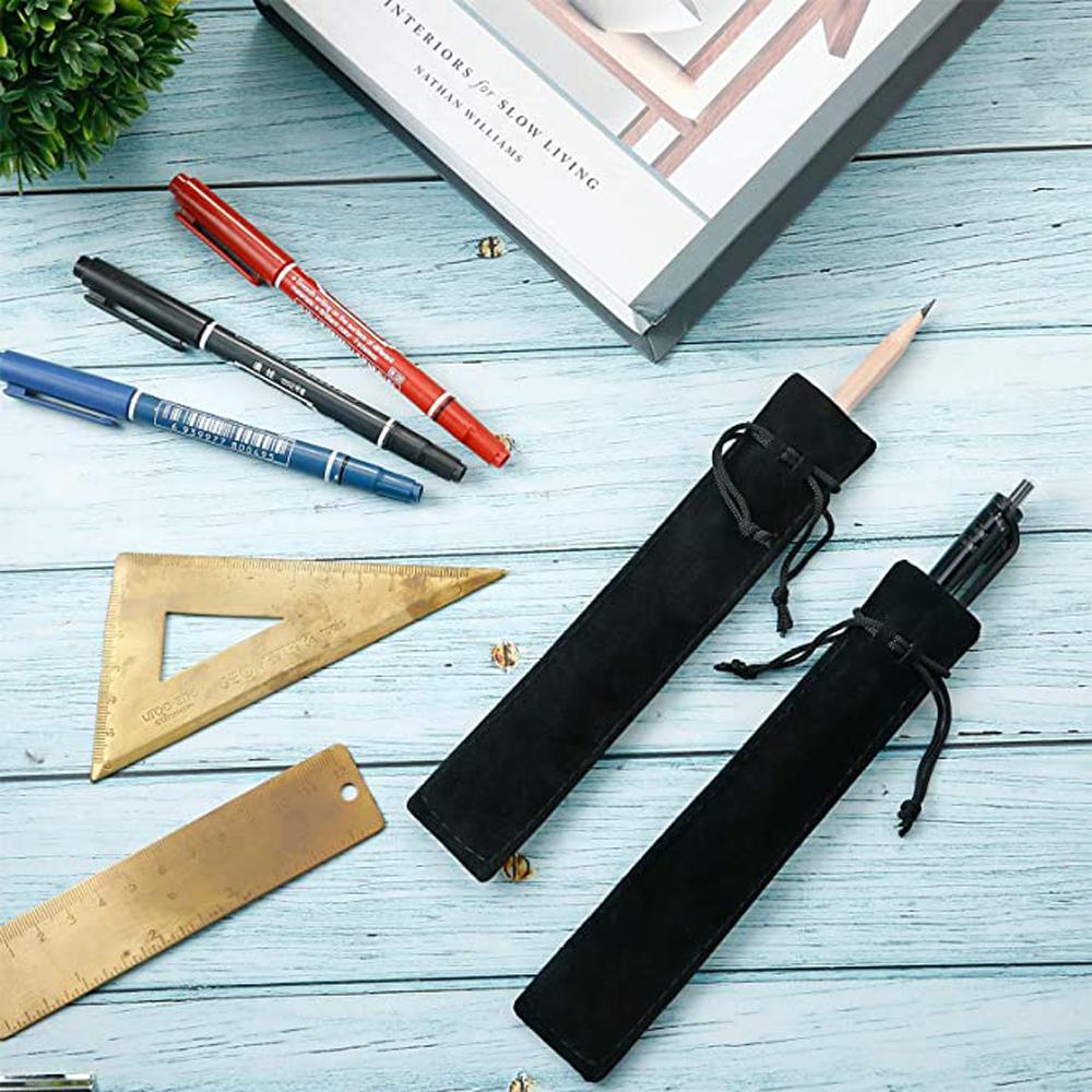 Drawstring Pen Pouch Pen Sleeve Holder Pencil Bag Velvet Pen Pouch Single Pencil Bag Pen Bag Case