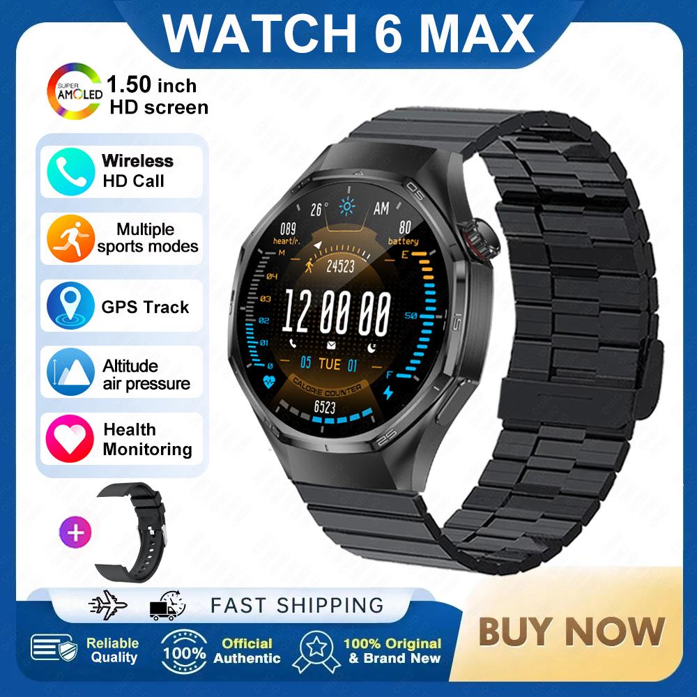 2026 New Watch 6 MAX Smart Watch GPS Track Altitude Pressure Heart Rate Blood Oxygen IP67 Waterproof BT Call Outdoor Smart Watch