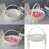 White Ruffle Flower Girl Basket with Lace and White Ribbon for Various Wedding Themes For Wedding Day
