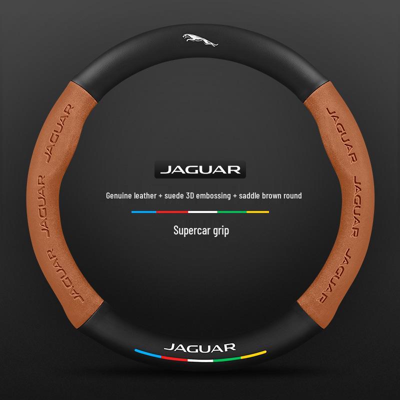 Universal Suede Carbon Fiber Steering Wheel Cover for Jaguar XEL, XFL, F-PACE, XJ – Four Seasons Fit.