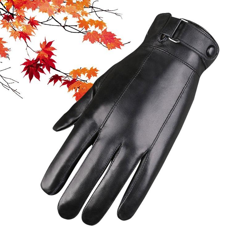 Autumn and winter sheepskin gloves men's outdoor riding driving cold and warm real sheepskin fashion touch screen leather gloves