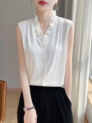 Elegant Women's Frill-Edged Vest Top - Trendy Summer Fashion