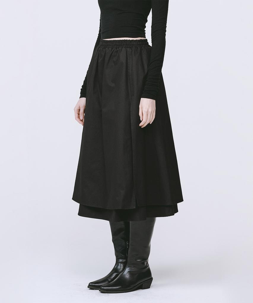 Monophobia Double Flared Cotton Skirt Black Double Flare Slit Skirt Black