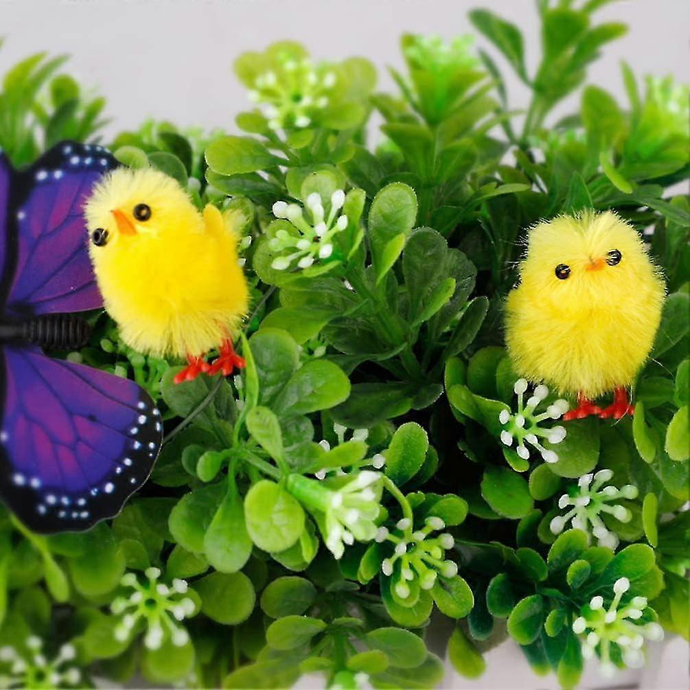 60pcs Easter Fur Chicks Fluffy Chenille Chicks Soft Plush Toys Easter Chicks Figurines 3cm Kids Diy Easter Egg Bonnet Decor Chick Plush