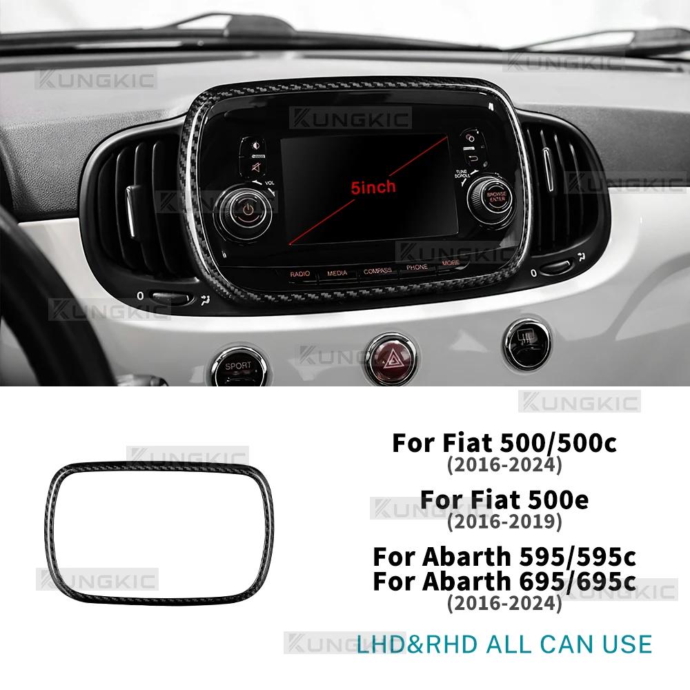 Hard Dry Carbon Fiber For Abarth 595 695 595C 695C Fiat 500 500C 2016-2024 Fiat 500e 2016-2019 Car 5/7inch Navigation Frame Trim