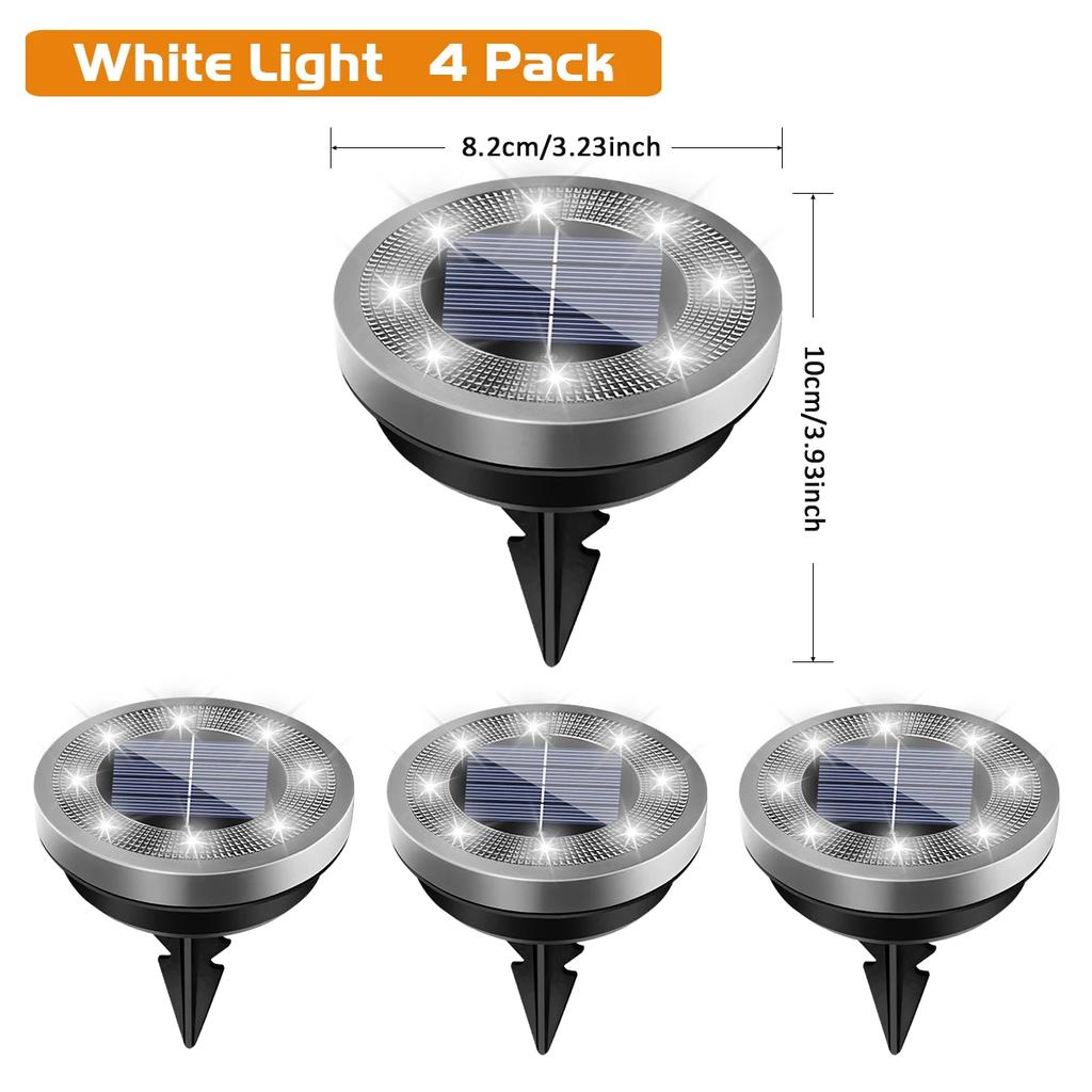 Solar Ground Lights IP65 Waterproof - LED Outdoor Landscape Lights for Yard Lawn Patio Deck