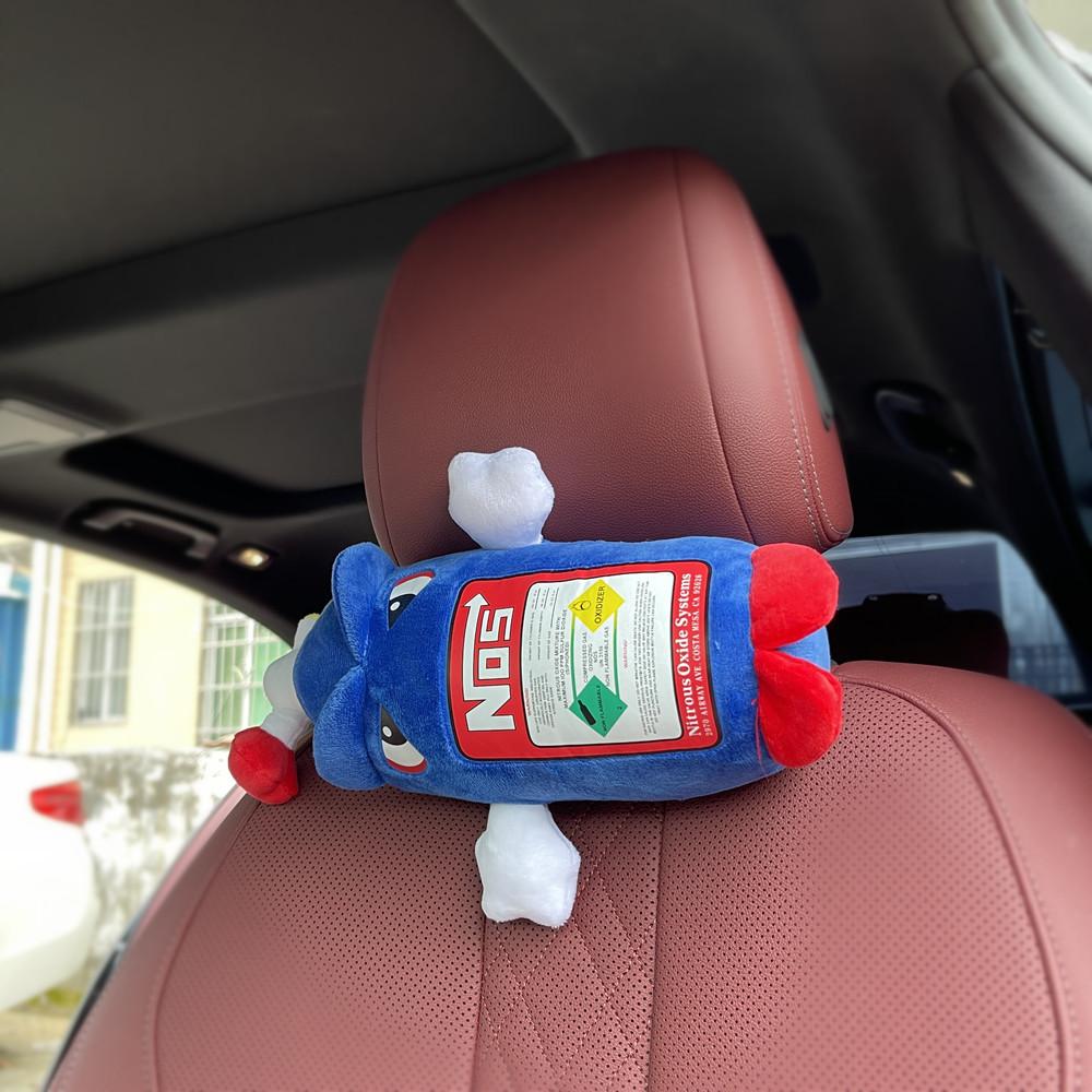 Kawaii Car Neck Plush Pillow Auto Headrest NOS Bottle Pillow Plush Car Decor Headrest Cushion Plush Pillows Gifts For Friends