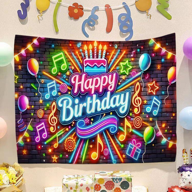 Birthday Happy Banner  Photography Background Cloth  Children's Party Decorative Wall Hanging Cloth
