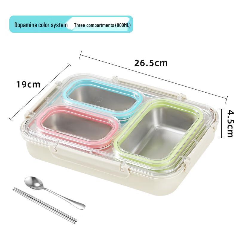 Zhi Shi Dopamine 3-Compartment Microwavable Lunch Box