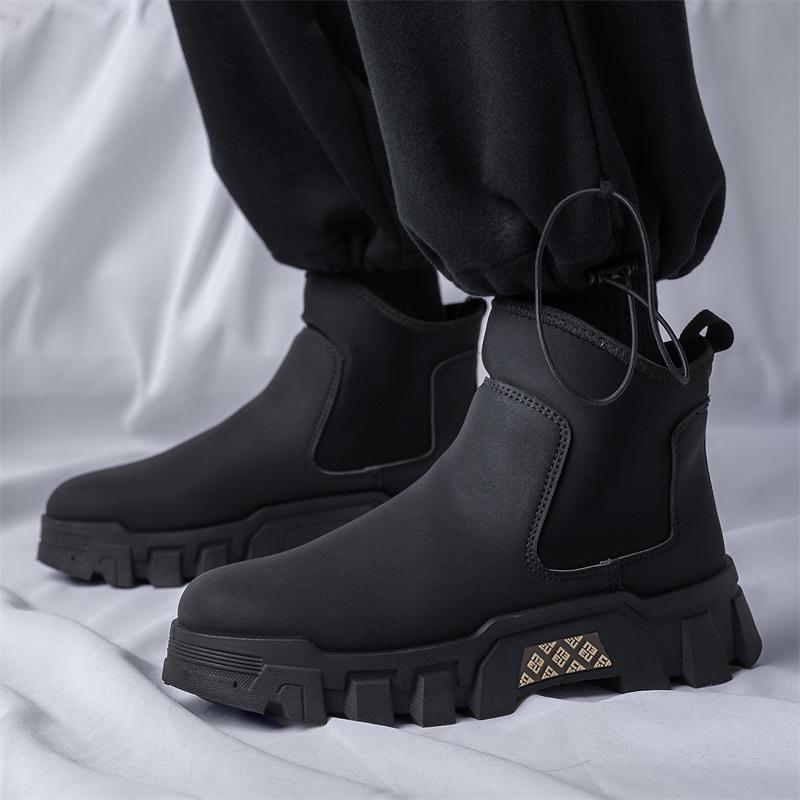 Autumn and winter new high-top shoes Martin leather boots fashion overalls boots men's casual retro Chelsea men's shoes