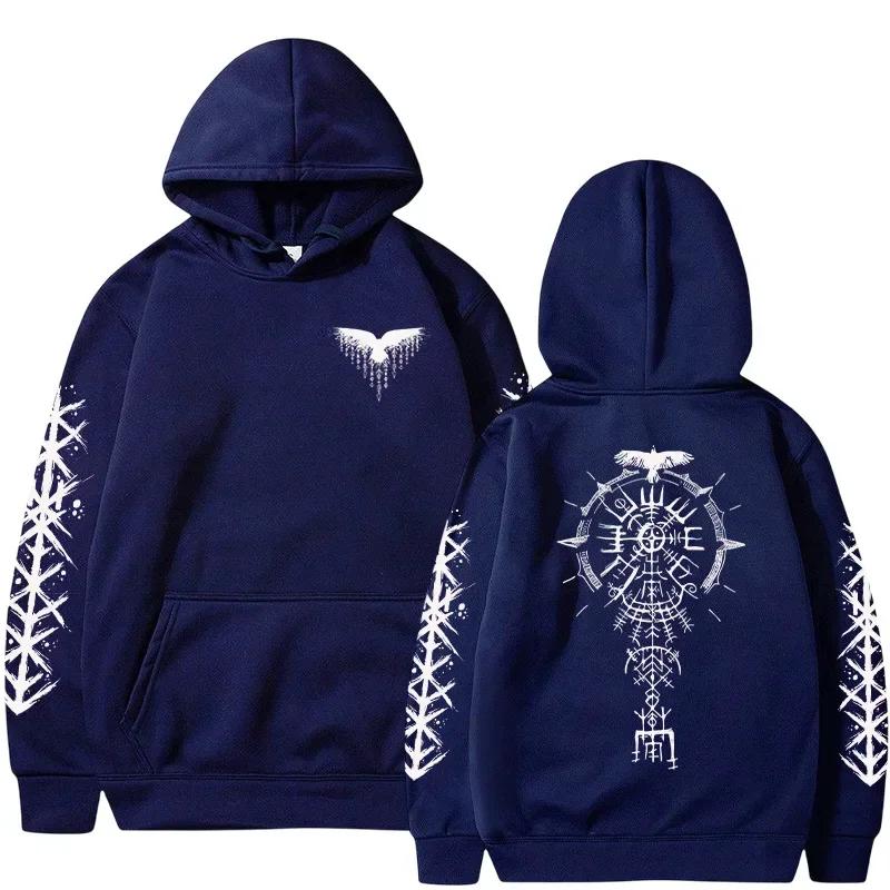 Ancient Viking Raven Print Hoodie Male Daily Casual Fashion Sporty Coats 2025 Autumn New Arrival Men's Sweatshirt High Quality