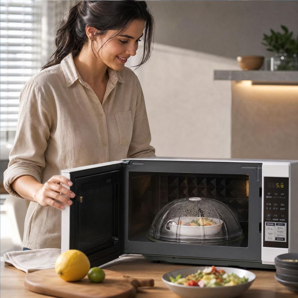 Microwave Splatter Cover, Transparent Heat Lid, Food Guard for Microwave Oven