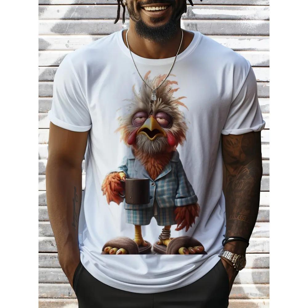 Sommer Herren Outdoor Freizeit Atmungsaktives T-Shirt Kurzarm Cartoon Tier 3D Gedrucktes Muster Groß Übergröße Locker Herren Kinder T-Shirt