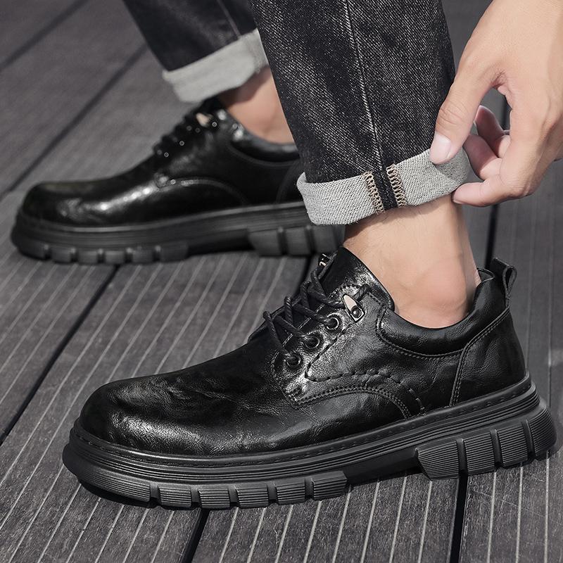 Moda Nowa Marka Wysoka Jakość Buty Oxford Męskie Codzienne Sznurowane Obuwie Eleganckie Mokasyny Buty Biurowe Prawdziwa Skóra Platforma Buty Męskie