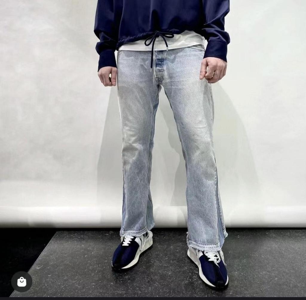 GALLERY DEPT Jeans Acampanados Retro Unisex Patchwork Desgastados con Lavado Salpicado