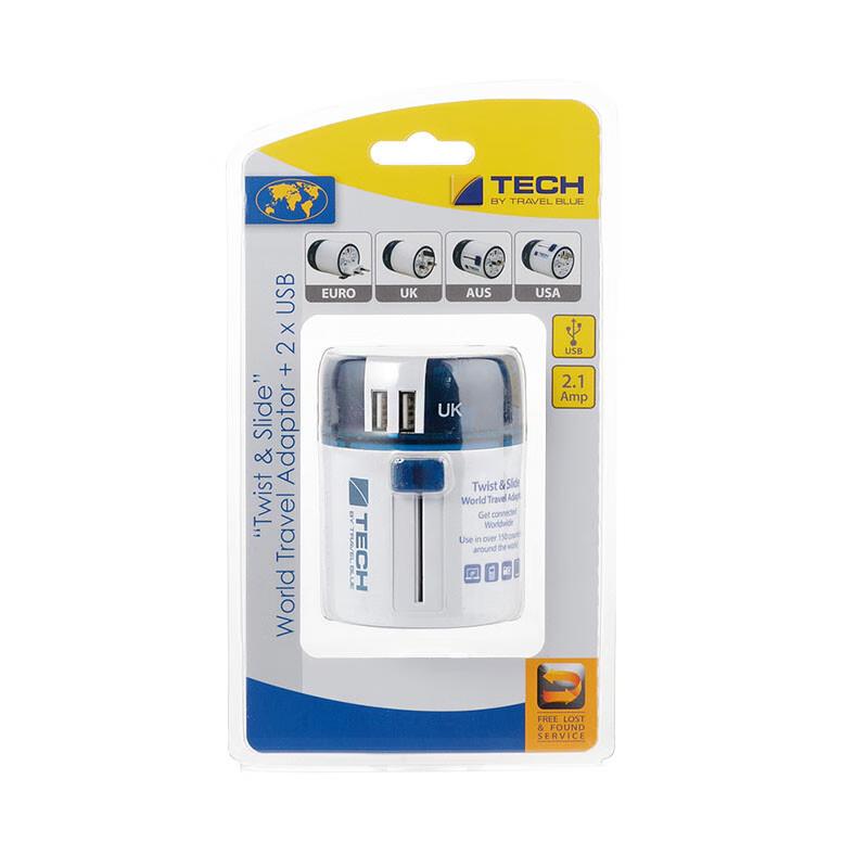 Универсальный дорожный адаптер с двумя USB-портами