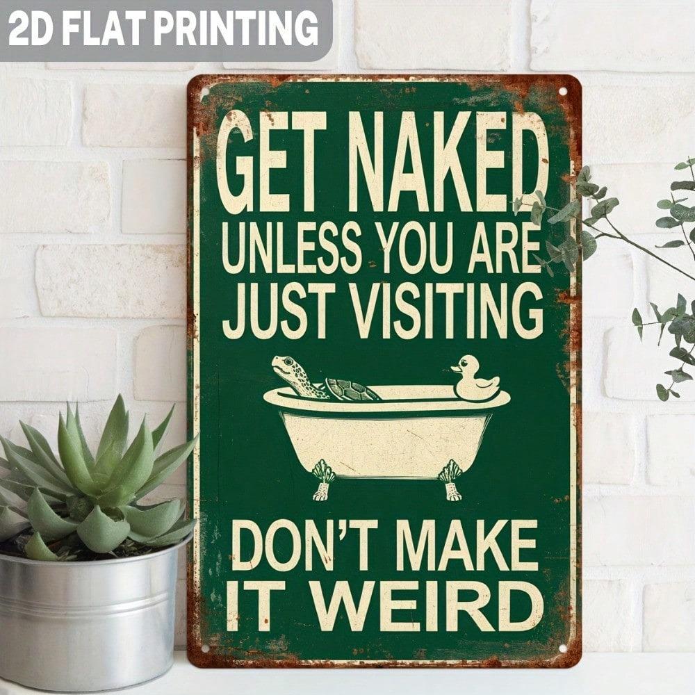 Metal Wall Art Turtle Bathroom Sign Vintage Humor Gift