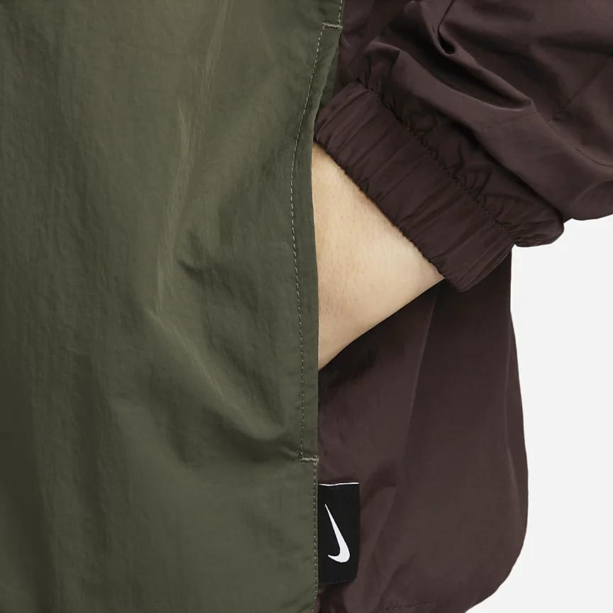 Nike Big Swoosh Woven Jacket V1 Earth/Rush Fuchsia/Cargo Khaki Men Streetwear DX0661-227