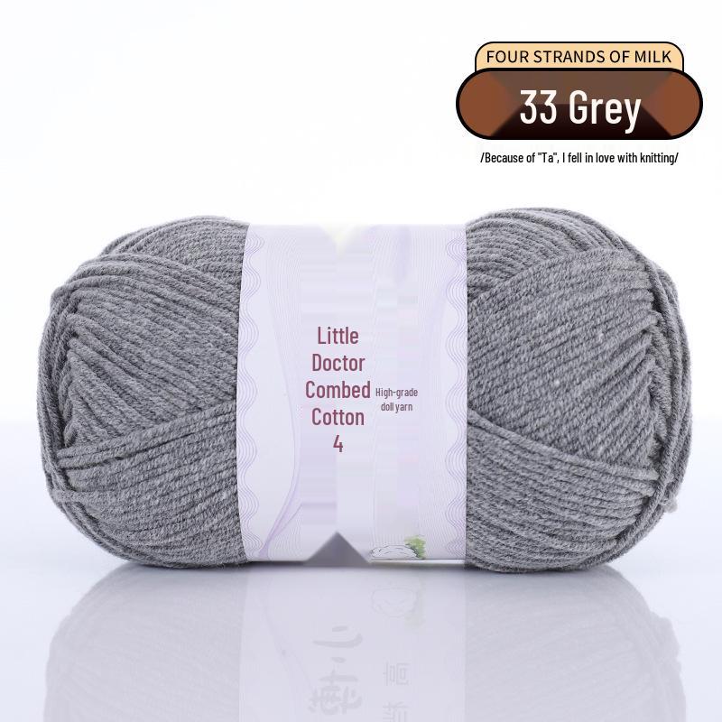 40g 4-Ply Combed Milk Cotton Yarn - Little Doctor, Medium-Thick for DIY Knitting Projects: Dolls, Cushions, Blankets