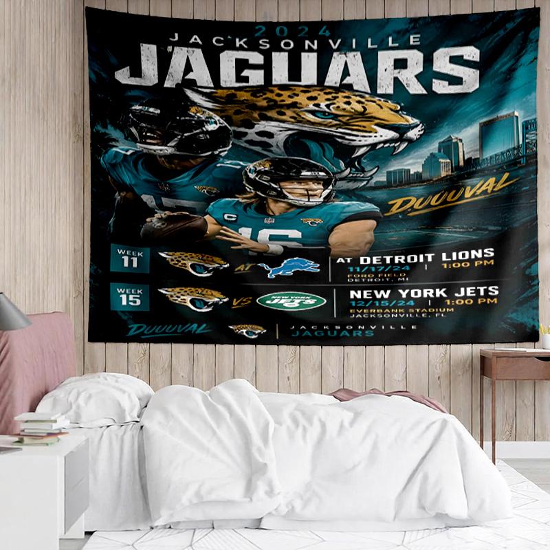 Jacksonville Jaguars logo Tapestry for Bedroom Aesthetic Classroom Tapestries Wall Hanging for Living Room Dorm Office,Ideal Creative Gift