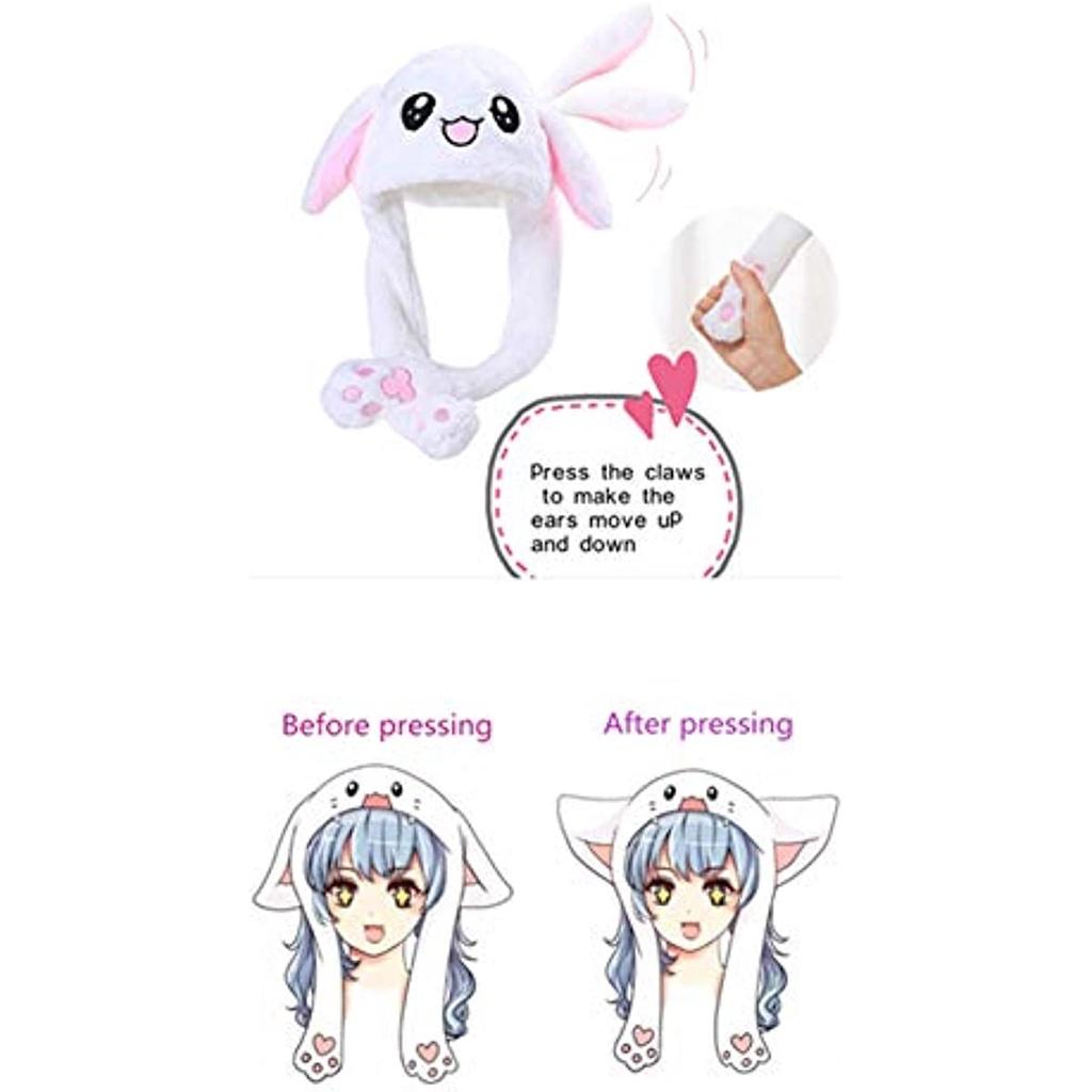 Femmes filles animaux en peluche lapin chapeau oreilles mobiles oreilles meubles chapeau mignon Animal lapin chapeau oreilles mobiles cadeau d'anniversaire de noël
