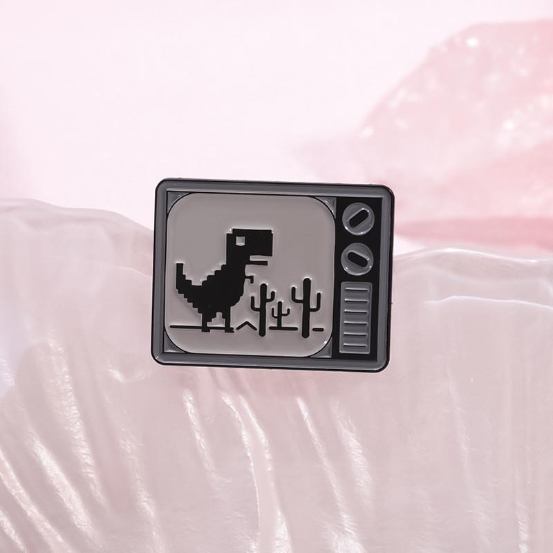 Eyecatching Cartoon Dinosaur Cactus Brooch Highquality Alloy Pin For Wear Trendy