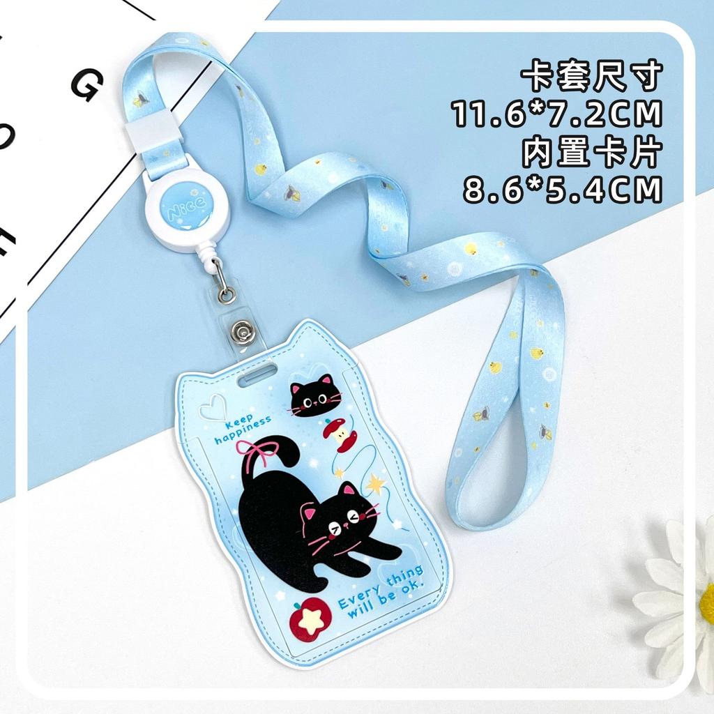 Creative Cat Ear Wave Card Cover Student Campus Cards Case Employee Id Card Holder Sliding Cover ABS ID Holder Bus Card Holder