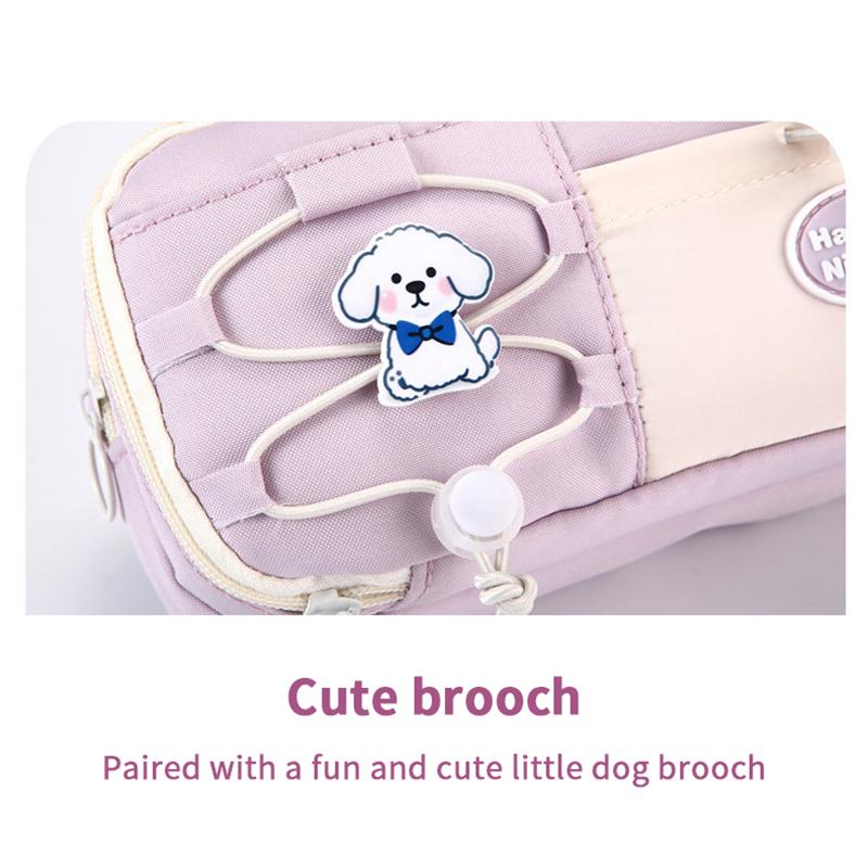 Simple Large Capacity Student Pencil Case Multi-Layer Flip Style Cute Pencil Pouch Ins Canvas Gel Pen Organizer Kids