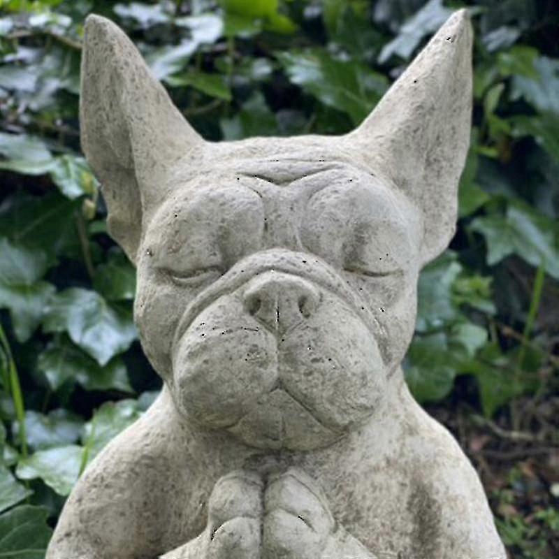 Outdoor French Bulldog Garden Statue Meditation Resin Craft Dog Memorials Dog Figures