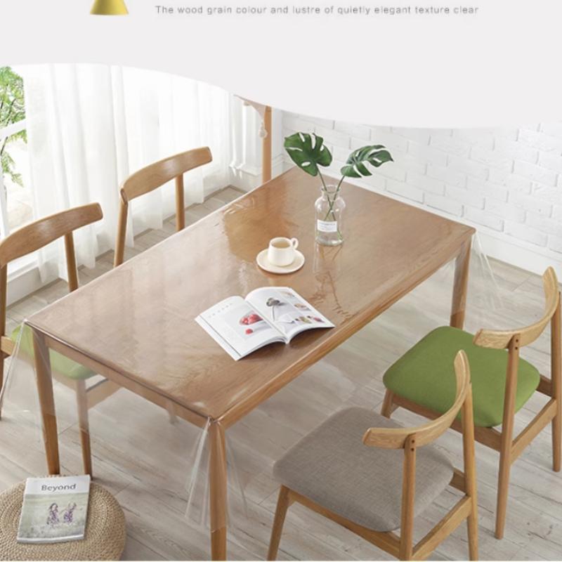 Thin Transparent PVC Soft Plastic Glass Dining Table Tablecloth Waterproof and Oil Proof Tea Tables Cloth Non Washable and Odorless Crystal Film  Pad