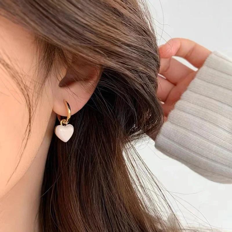 Simple Heart Dangle Earrings Temperament Geometric Earring Square Pendant for Women Fashion Jewelry Accessories Girl Gift