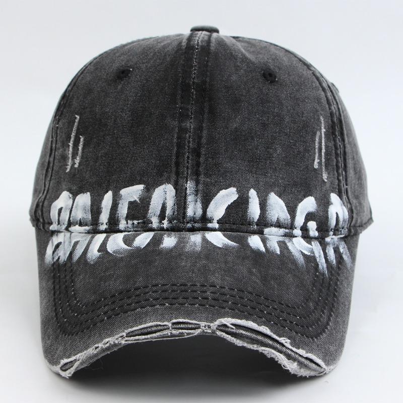 Vintage Hand-painted Graffiti Broken Edge Baseball Cap Wide Brim Face Peaked Cap