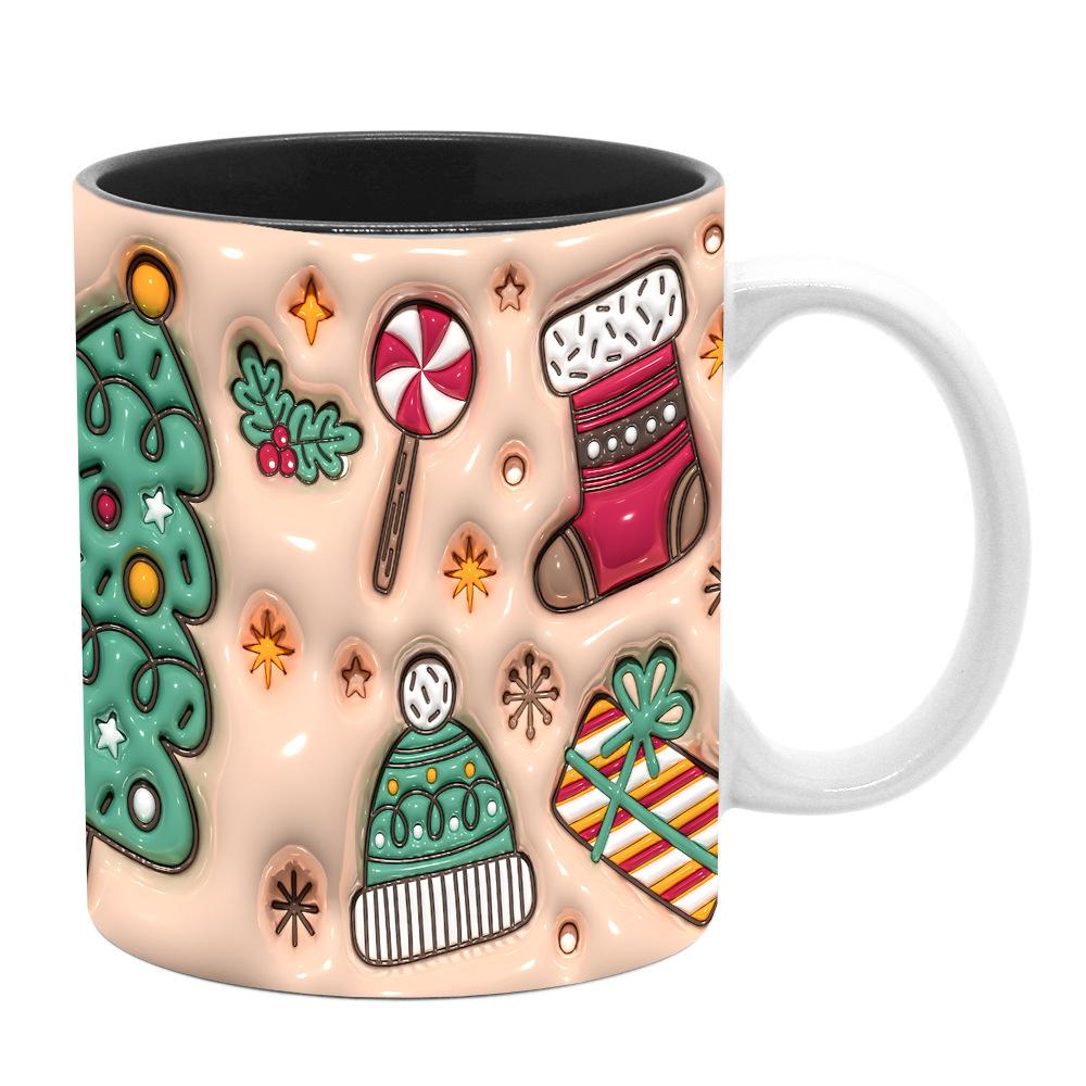 3D Christmas Christmas Ceramic Coffee Mark Mug Tree Santa Snowman Gingerbread Man