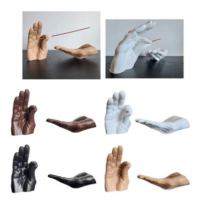 Porta inciensos de resina con forma de mano humana y recogedores de cenizas para meditaciones de yoga y adornos decorativos para el hogar.