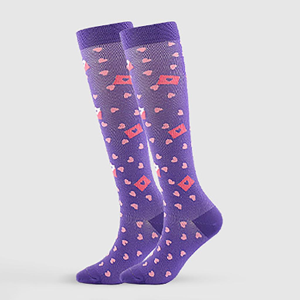 Damen Absorb Sweat Cartoon Print Nylon Long Tube Kompression Outdoor Sportsocken