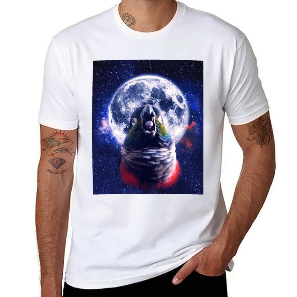 Conure Howling At the Moon TShirt Sports Casual Short Sleeve Cotton Tee