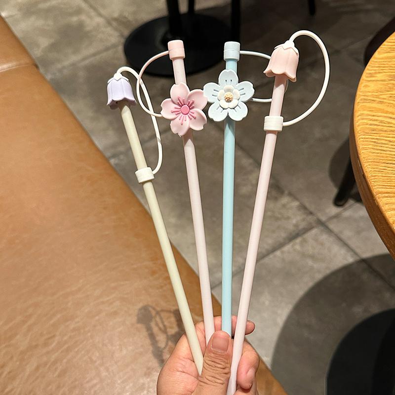 1Pc Silicone Straw Plug For Water Glass Bottle Flower Shape Drinking Dust Cap Straw Tips Cover Cup Accessories For 6-8Mm Straws