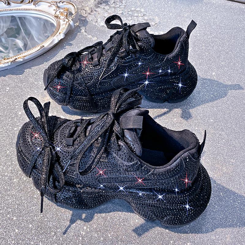 Women Luxury Platform Sneakers Bling Bling Casual Outdoor Shoes High Quality Running Tennis Sneakers Lace Up Fashion Sport Shoes
