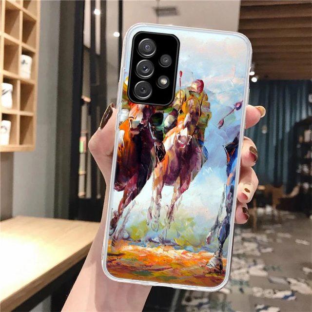 Animal Oil Painting Horse Soft Phone Case For Samsung Galaxy A52 A53 A12 A13 A22 A23 A32 A33 A72 A73 5g A02s A03s A50s Pattern C