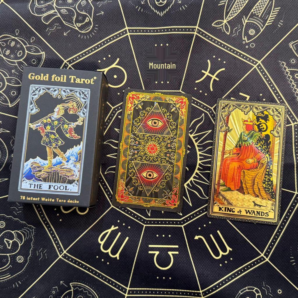 Gold Foil Waterproof PVC Tarot Cards - Color Printed Table Game with Hot Stamping