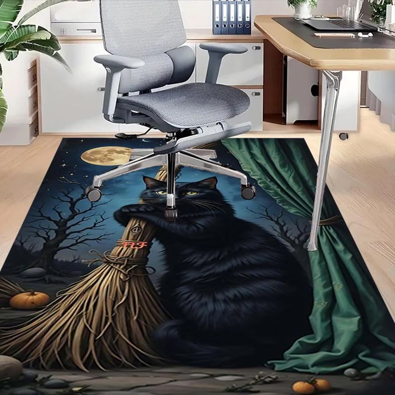 1pc Halloween Cat Carpet Anti Slip Polyester Floor Mat for office.Bedroom
