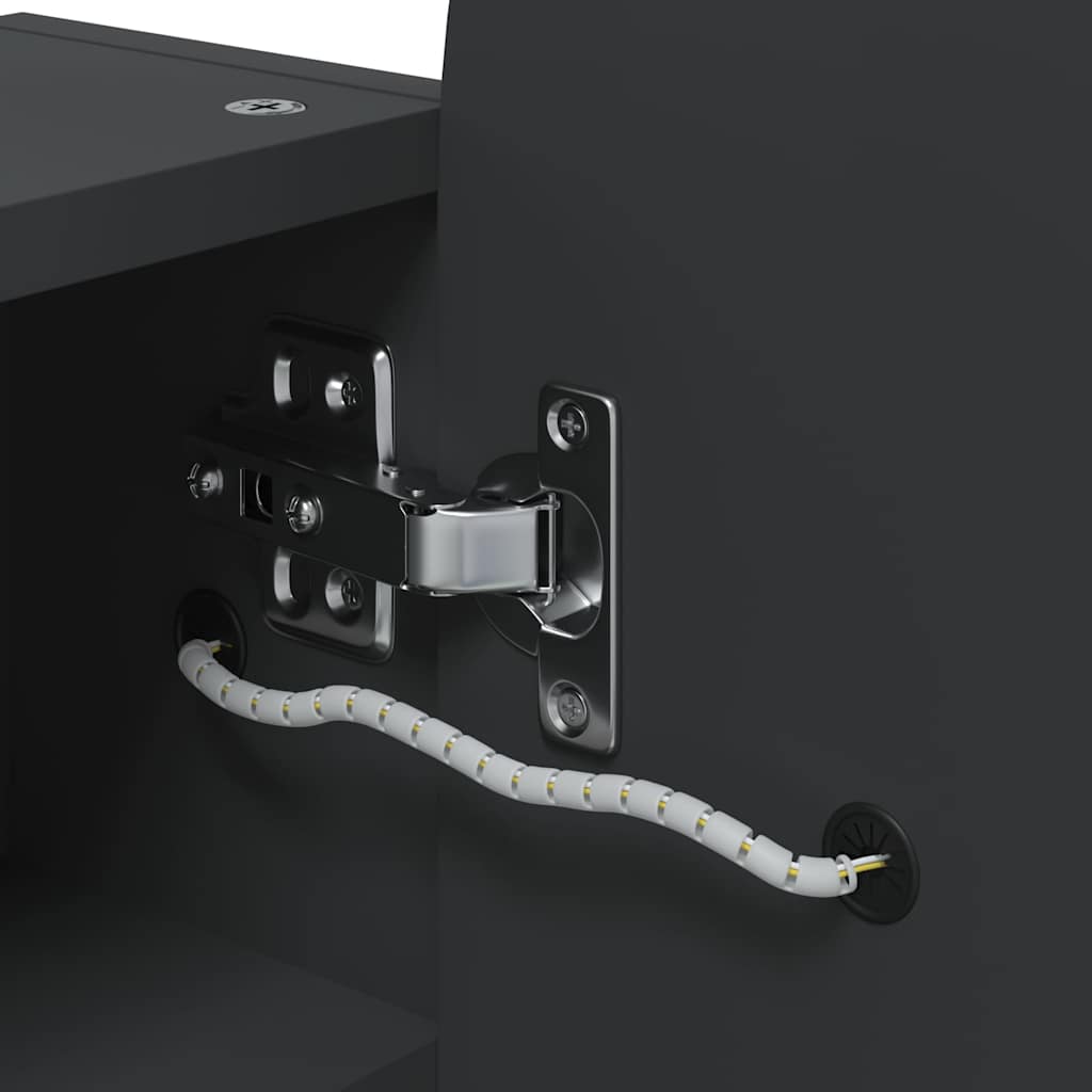 LED Lit Curved Mirror Cabinet in Black 42 x 13 x 70 cm