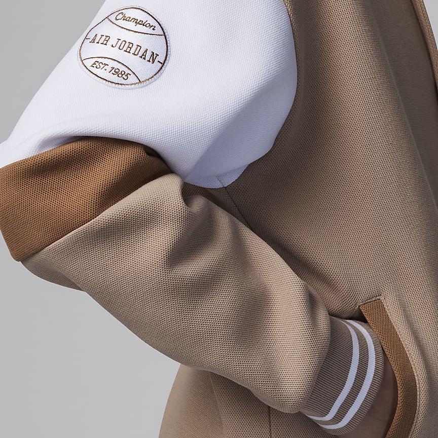 Jordan Color Block Logo Embroidered Casual Long Sleeve Kids Tops Khaki HF2449-200